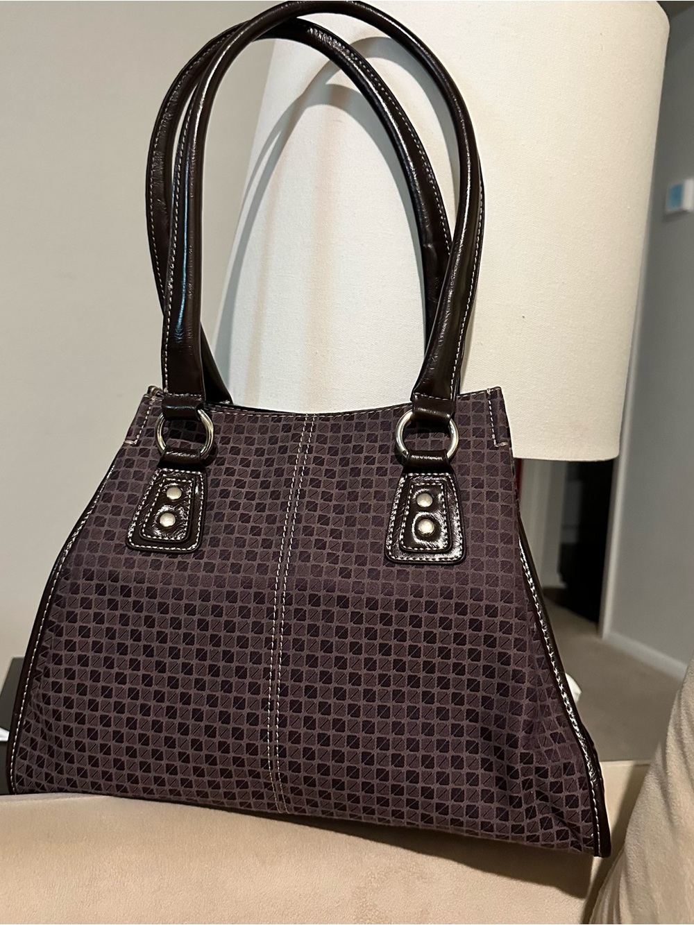 Nine & Co. Textured Purple Shoulder Bag with Dark Trim